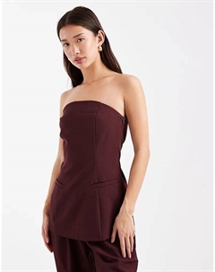 Приталенный удлиненный топ-бандо в бордовом цвете 4th & reckless