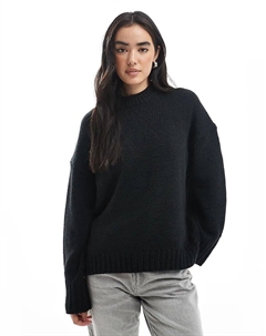 Джемпер очень свободного кроя с круглым вырезом и закругленным подолом черного цвета Asos design