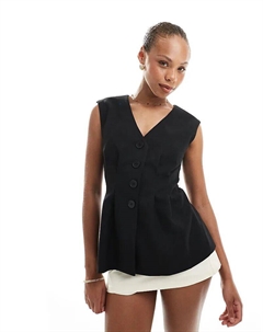 Жилет, приталенный, с завышенной талией, черного цвета 4th & reckless