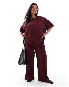 Свободные брюки-клеш Curve с плиссировкой в ​​цвете бордо Only