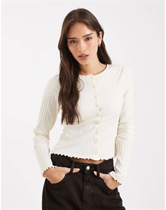 Кардиган в рубчик кремового цвета Miss selfridge