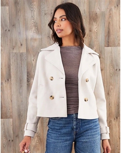 Укороченный плащ из искусственной шерсти кремового цвета Threadbare