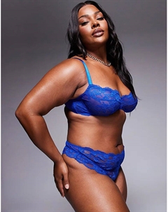Кружевные стринги Curve Lola от DESIGN в цвете кобальт Asos