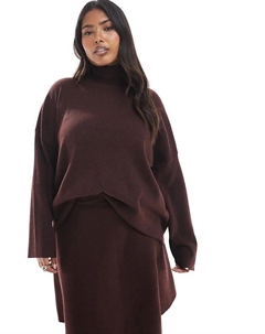 Curve трикотажный джемпер с высоким воротником в бордовом цвете Only