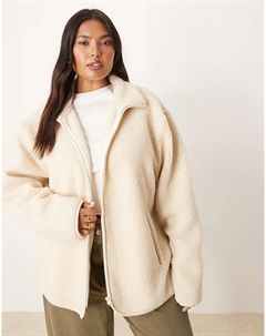 Флисовая кофта-трансформер DESIGN Curve с застежкой-молнией кремового цвета Asos