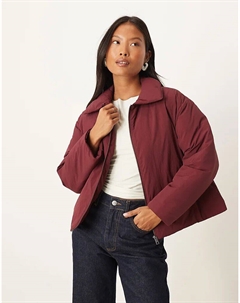 Пуховик DESIGN Petite с воротником-стойкой бордового цвета Asos