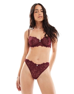 Трусики-стринги Lydia с розовым узором бордового цвета Lindex