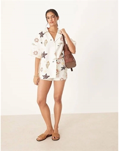 Шорты из льняной смеси с праздничным принтом Asos design