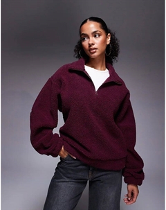 Флисовая кофта Weekend Collective Borg на молнии с выжженной графикой бордового цвета Asos weekend collective