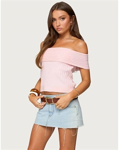 Blythe рифленый трикотажный топ с отворотом в светло-розовом цвете Edikted
