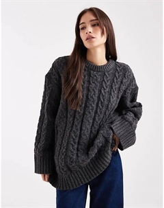 Джемпер свободного кроя с круглым вырезом темно-серого цвета Asos design