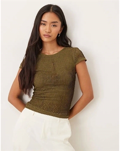 Детская футболка с фактурной рюшой цвета хаки - KHAKI Asos design