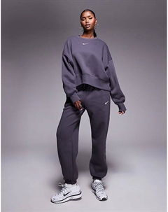 Джоггеры Phoenix Fleece с высокой талией и манжетами свободного кроя темно-серого цвета Nike