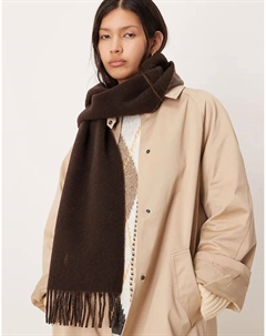 Двусторонний шерстяной шарф коричневого цвета Polo ralph lauren