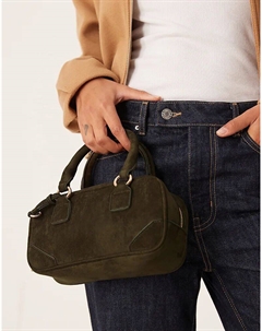 Мини-сумка-котелок из искусственной замши со съемным ремешком через плечо цвета хаки Asos design