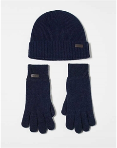 Подарочный набор Carlton: шапка и перчатки, цвет: темно-синий Barbour