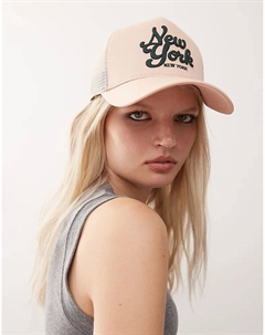 Женская хлопковая кепка дальнобойщика NY розового цвета New era