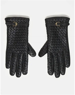 Черные кожаные перчатки с ремнем Asos design