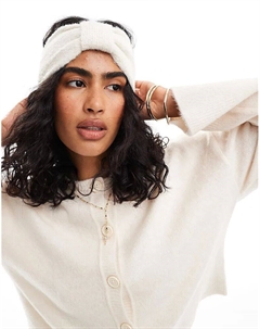 Повязка на голову из шерстяной смеси с бантом в зимнем белом цвете Asos design