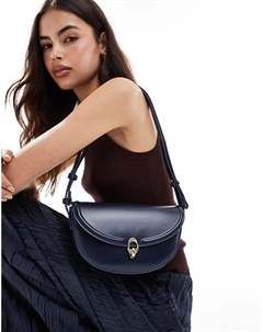 Сумка через плечо с регулируемой застежкой-зажимом темно-синего цвета Asos design