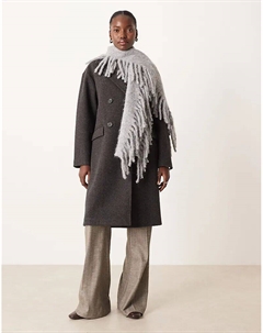 Шарф с бахромой из шерстяной смеси серого цвета Asos design
