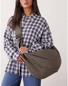 Большая мягкая сумка через плечо цвета хаки Weekday