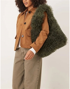 Сумка-тоут из искусственного меха цвета хаки Asos design