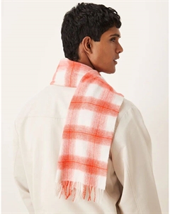 Клетчатый шарф из овечьей шерсти белого/кетчупового цвета Lyle & scott