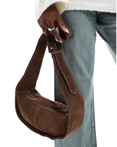 Сумка-слинг через плечо из замши шоколадного цвета Asos design