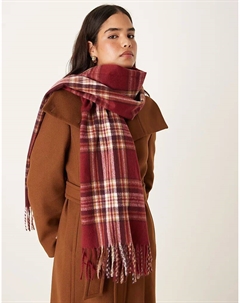 Клетчатый шарф красного цвета Mango