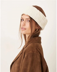 Шапка-бини из искусственной овчины от коричневого цвета My accessories