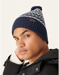 Шапка-бини Marlow с помпоном в стиле Фэр-Айл темно-синего цвета Barbour