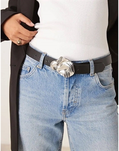 Ремень на талию и бедра с кованой пряжкой черного цвета Asos design