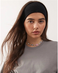 Вязаная повязка на голову черного цвета Weekday