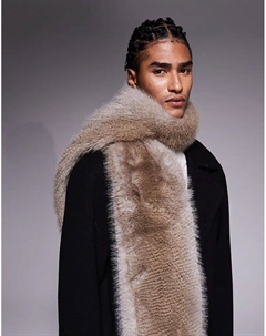 Коричневый плюшевый шарф из искусственного меха Asos design