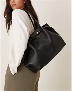 Черная сумка-тоут с ремнем из крокодиловой кожи Asos design