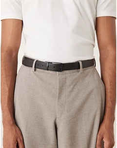 Ремень из кожи с серебряной пряжкой черного цвета Mango