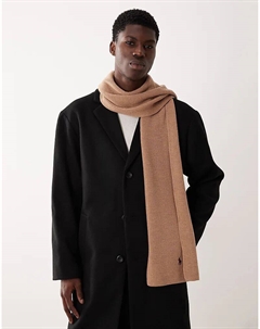 Вязаный шарф с логотипом из мериносовой шерсти цвета верблюжьей шерсти Polo ralph lauren