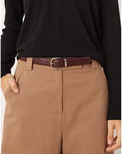 Классический тонкий ремень вишнево-красного цвета Mango