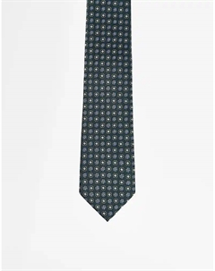 Широкий атласный галстук с винтажным принтом темно-зеленого цвета Asos design