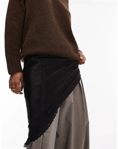 Шарф с атласной кружевной отделкой черного цвета Asos design