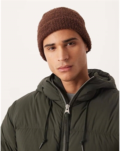 Вязаная флисовая шапка-бини коричневого цвета Asos design