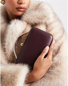 Сумка-клатч с круглым каркасом и покрытием бордового цвета Asos design