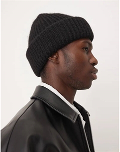 Вязаная шапка-бини черного цвета Asos design
