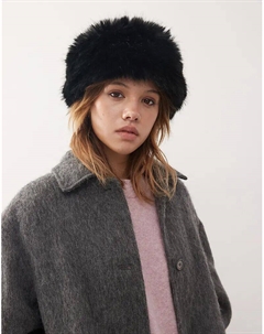 Повязка на голову из искусственного меха черного цвета Weekday