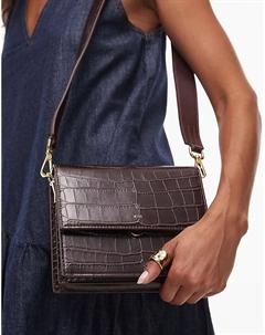 Мини-сумка через плечо из коричневой крокодиловой кожи Jw pei