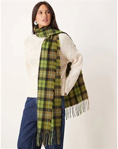 Зеленый клетчатый шарф с кисточками от Asos design