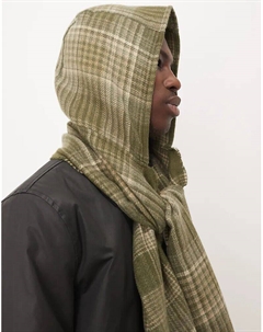 Клетчатый шарф с капюшоном зеленого цвета Asos design