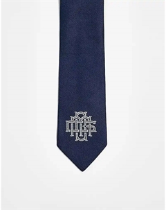 Галстук с вышивкой темно-синего цвета Asos design