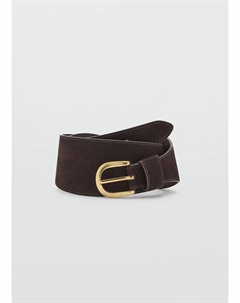 Широкий замшевый ремень темно-коричневого цвета Mango